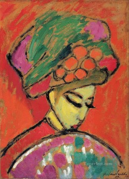 young girl with a flowered hat 1910 Alexej von Jawlensky Oil Paintings